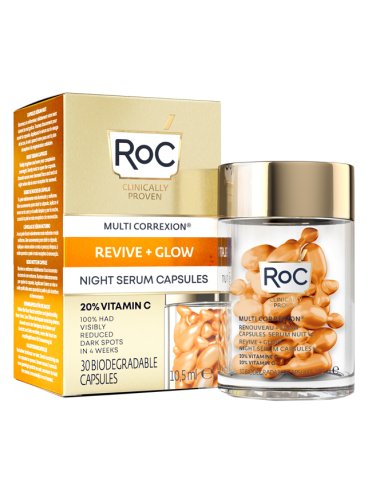 Roc multi correxion revive + glow siero notte vitamina c 30 capsule