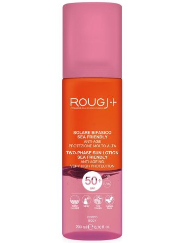 Rougj+ - protezione solare viso bifasica anti-età con protezione molto alta spf 50+ - 200 ml