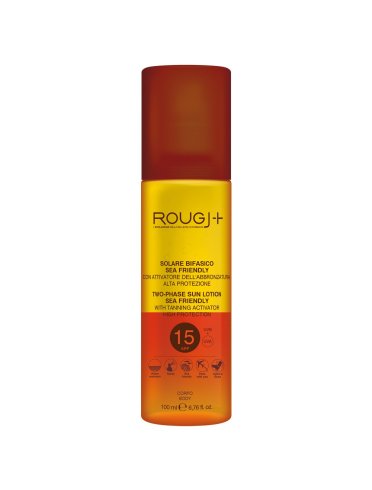 Rougj+ - protezione solare bifasica corpo intensificatore dell'abbronzatura con protezione media spf 15 - 100 ml