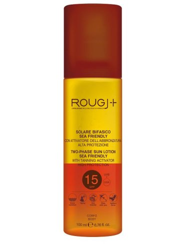 Rougj+ - crema viso solare bifasico viso e corpo con protezione media spf 15 - 100 ml