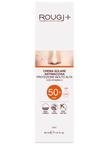 Rougj+ - crema viso solare antimacchie vitamina c con protezione solare molto alta spf 50+ - 40 ml