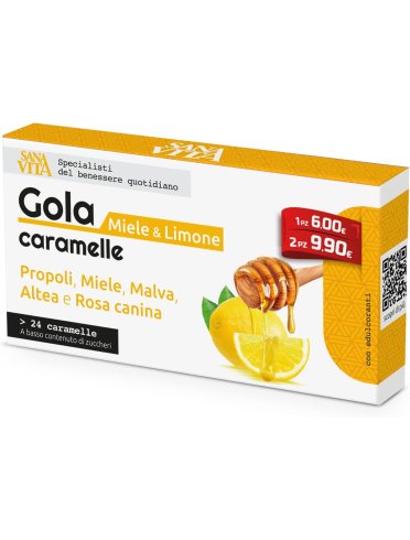 Sanavita gola limone e miele integratore vie respiratorie 24 compresse