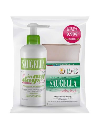 Saugella in my days kit freschezza - detergente you fresh 250 ml + assorbenti giorno 14 pezzi + porta assorbenti 3 pezzi