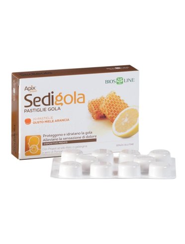 Apix propoli sedigola - pastiglie per trattamento di faringiti e gola irritata gusto miele e arancia - 20 pastiglie