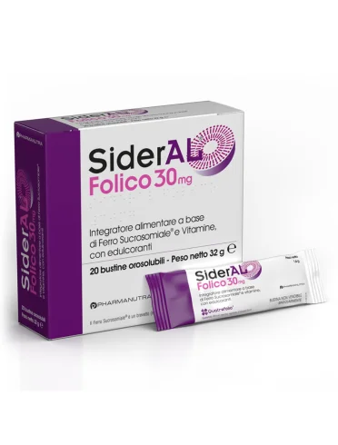 Sideral folico - integratore ferro e vitamine - 20 bustine orosolubili Sideral folico - integratore ferro e vitamine - 20 bustine orosolubili