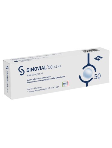 Sinovial 50 - siringa articolare con acido ialuronico 2% - 1 siringa 2,5 ml
