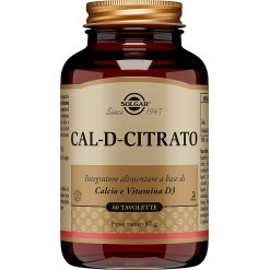 Solgar Cal-D-Citrato - Integratore di Calcio e Vitamina D3 - 60 Tavolette