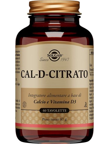 Solgar cal-d-citrato - integratore di calcio e vitamina d3 - 60 tavolette