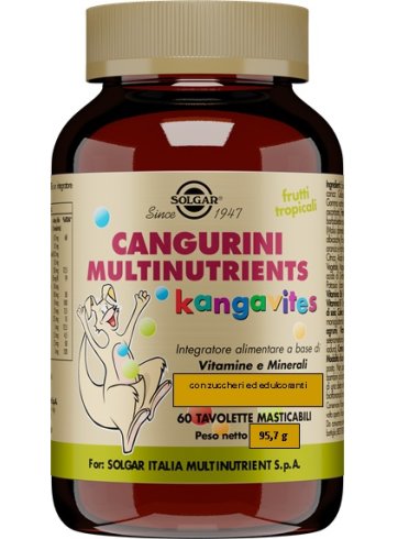 Solgar cangurini multinutrients - integratore multivitaminico per bambini gusto frutti tropicali - 60 tavolette