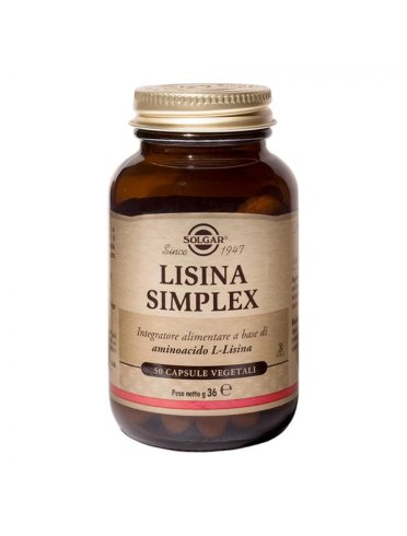 Solgar lisina simplex - integratore di aminoacidi - 50 capsule vegetali