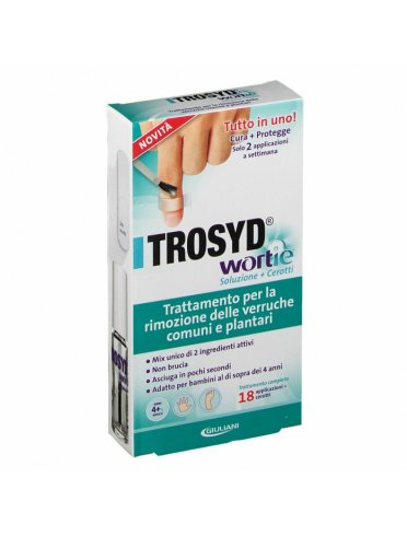 Trosyd wortie soluzione + cerotto rimozione verruche 18 pezzi