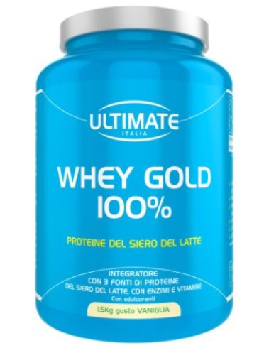 Ultimate whey gold 100% - integratore per massa muscolare gusto vaniglia - 1.5 kg