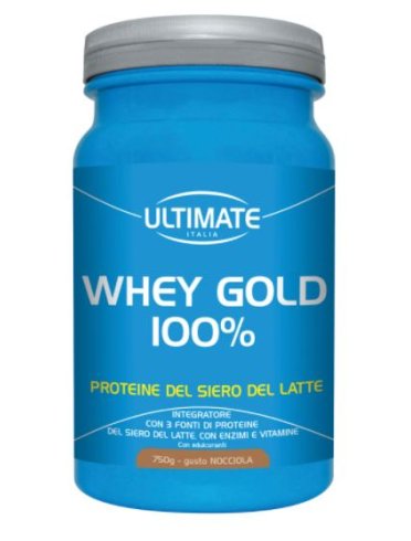 Ultimate whey gold 100% - integratore per massa muscolare gusto nocciola - 750 g