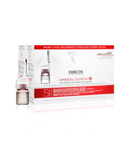 Vichy dercos aminexil intensive 5 - trattamento anti-caduta capelli donna - 42 fiale