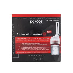 Vichy Dercos Aminexil Intensive 5 - Trattamento Anti-Caduta Capelli Uomo - 12 Fiale