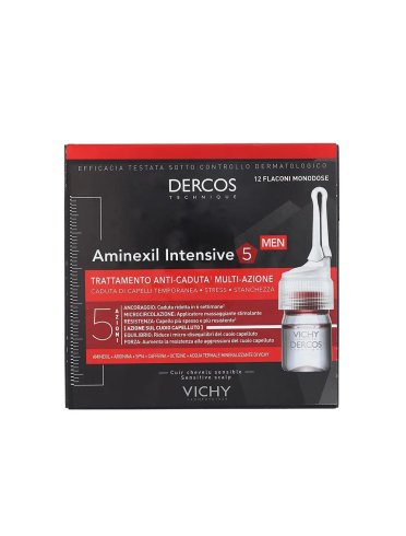 Vichy dercos aminexil intensive 5 - trattamento anti-caduta capelli uomo - 12 fiale