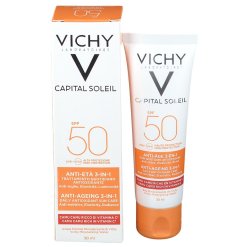 Vichy Capital Soleil - Crema Solare Viso Anti-Età con Protezione Molto Alta SPF 50 - 50 ml