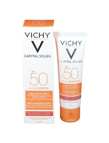 Vichy capital soleil - crema solare viso anti-età con protezione molto alta spf 50 - 50 ml