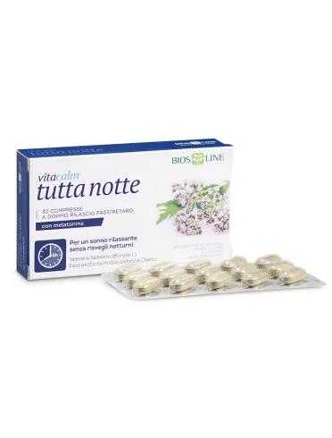 Vitacalm tutta notte con melatonina - integratore per favorire il sonno - 30 compresse Vitacalm tutta notte con melatonina - integratore per favorire il sonno - 30 compresse
