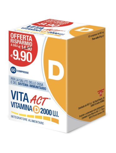 Vita act vitamina d 2000 ui integratore benessere ossa 60 compresse