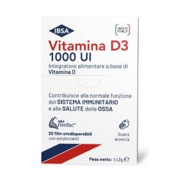 Vitamina D3 Ibsa 1000 U.I. - Integratore per Ossa e Denti - 30 Film Orodispersibili