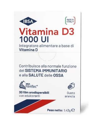 Vitamina d3 ibsa 1000 u.i. - integratore per ossa e denti - 30 film orodispersibili