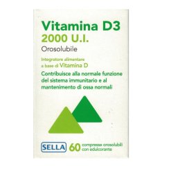 Vitamina D3 Sella 2000 U.I Integratore 60 Compresse