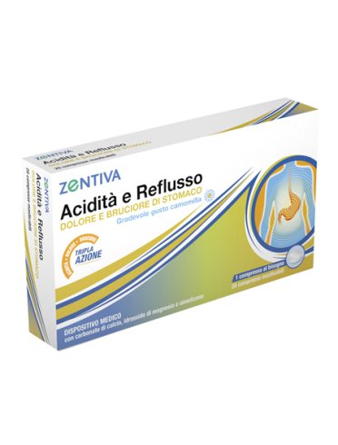 Zentiva acidità e reflusso - trattamento di reflusso e bruciore di stomaco - 20 compresse masticabili