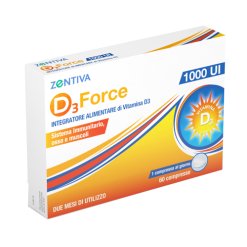 Zentiva D3 Force 1.000 UI - Integratore di Vitamina D3 per il Benessere delle Ossa - 60 Compresse