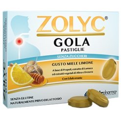 Zolyc Gola - Pastiglie Miele e Limone Senza Zucchero per la Gola - 36 Pastiglie