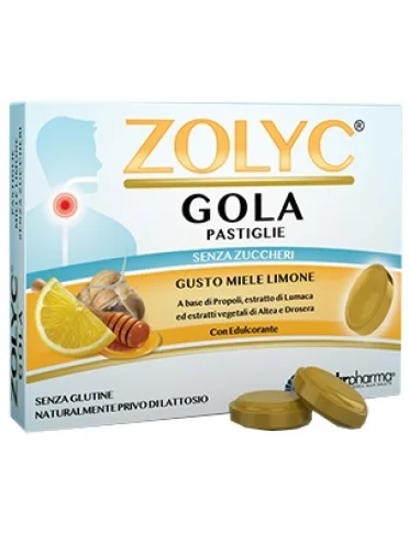 Zolyc gola - pastiglie miele e limone senza zucchero per la gola - 36 pastiglie Zolyc gola - pastiglie miele e limone senza zucchero per la gola - 36 pastiglie