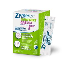 Zymerex Gas Doppia Azione - Integratore per il Trattamento del Gonfiore Addominale - 20 Bustine