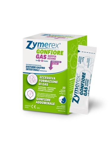 Zymerex gas doppia azione - integratore per il trattamento del gonfiore addominale - 20 bustine