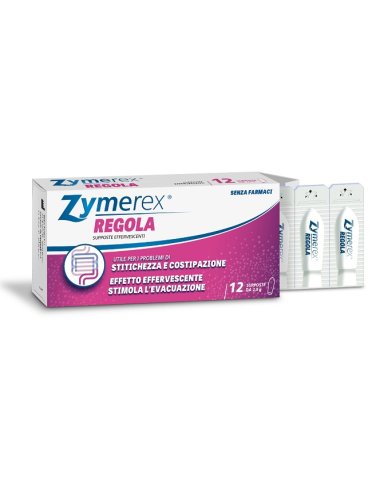 Zymerex regola - supposte effervescenti per stitichezza e costipazione - 12 pezzi