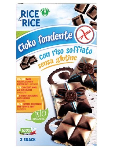 Rice&rice cioko - riso soffiato e cioccolato fondente 3 x 25g senza lievito