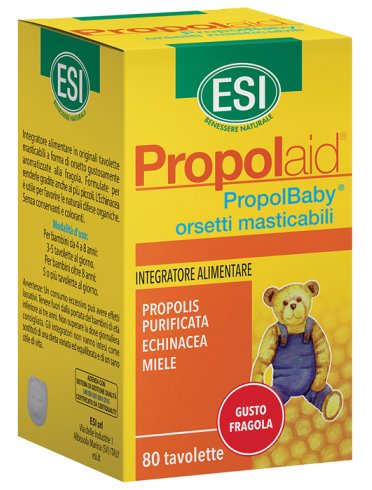 Esi propolaid propolbaby - integratore alla propoli - 80 compresse masticabili gusto fragola