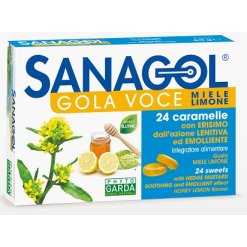 Sanagol Gola Voce - Integratore per la Funzionalità delle Vie Respiratorie Gusto Miele e Limone - 24 Caramelle