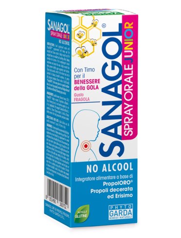 Sanagol propoli junior - spray orale per la funzionalità delle vie respiratorie gusto fragola - 20 ml