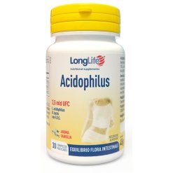 LongLife Acidophilus - Integratore di Probiotici Gusto Vaniglia - 30 Compresse Masticabili