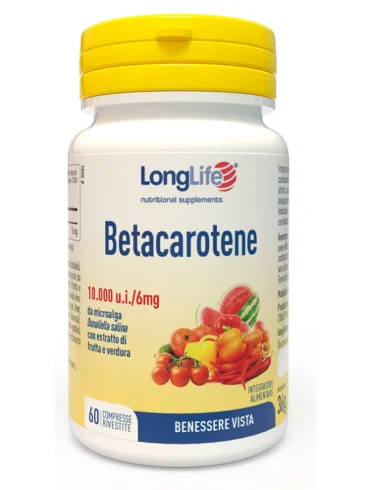 Longlife betacarotene 10.000 u.i. - integratore per il benessere della vista - 60 compresse Longlife betacarotene 10.000 u.i. - integratore per il benessere della vista - 60 compresse