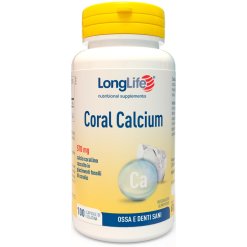 LongLife Coral Calcium 500 mg - Integratore per Ossa e Denti - 100 Capsule