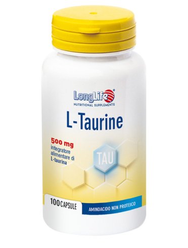 Longlife l-taurine 500 mg - integratore per il sistema nervoso e muscolare - 100 capsule