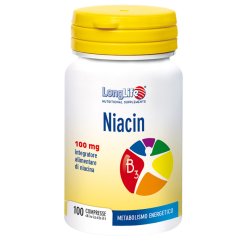 LongLife Niacin 100 mg - Integratore per il Metabolismo Energetico - 100 Compresse