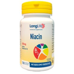 LongLife Niacin 100 mg - Integratore per il Metabolismo Energetico - 100 Compresse