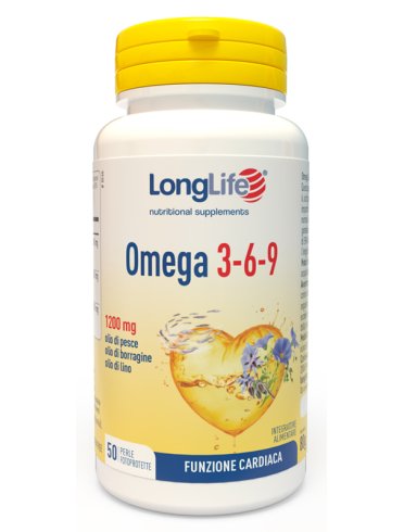 Longlife omega 3-6-9 1200 mg - integratore per la funzione cardiaca - 50 perle