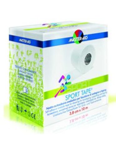 Nastro autoadesivo anelastico per fasciature di sostegno e taping master-aid sport 3,8x10