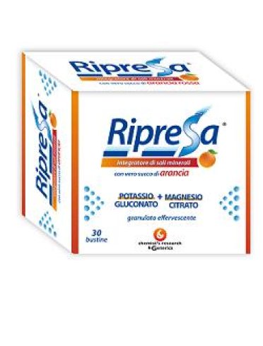 Ripresa 30bust 10g integratore alimentare di magnesio e potassio bustine effervescenti utile negli stati di stanchezza