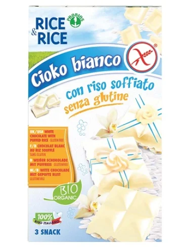 Rice&rice cioko - riso soffiato e cioccolato bianco 3 x 25 gsenza lievito