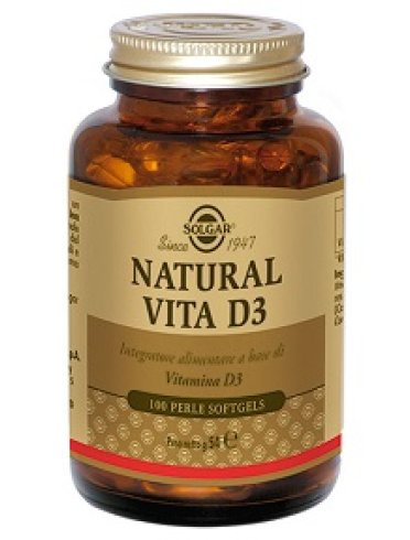 Solgar natural vita d3 - integratore di vitamina d3 - 100 perle