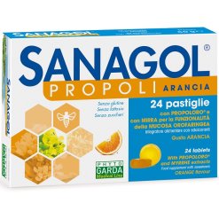 Sanagol Propoli - Integratore per la Funzionalità delle Vie Respiratorie Gusto Arancia Senza Zucchero - 24 Caramelle